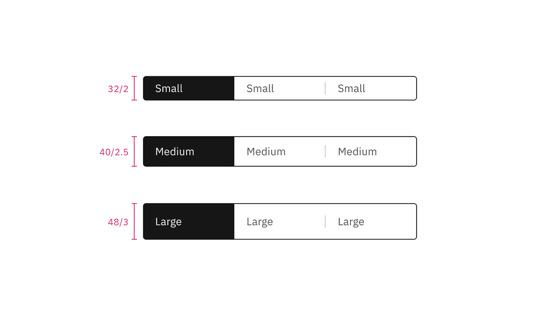 Text only content switcher sizes | px / rem Text only content switcher sizes | px / rem