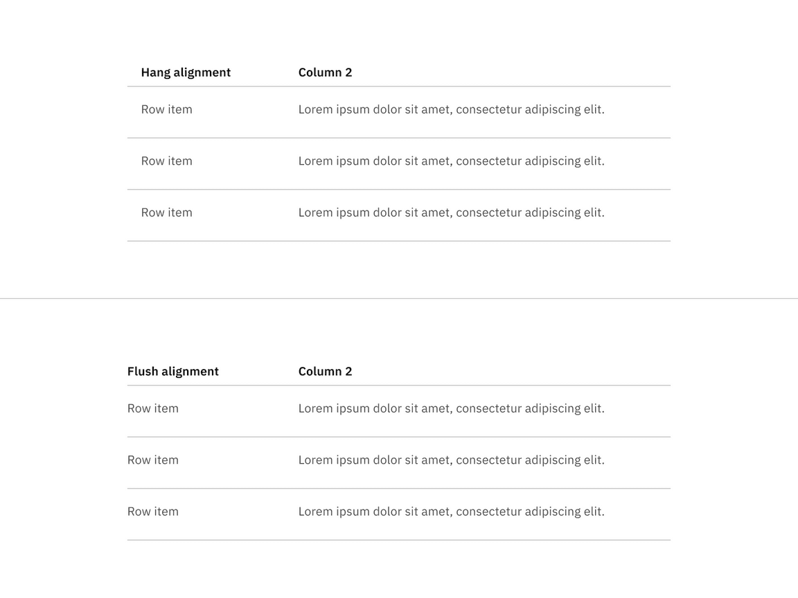 data table alignment data table alignment